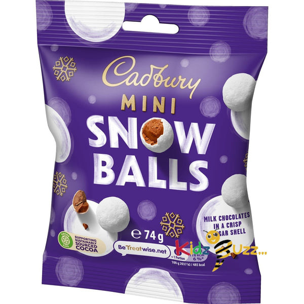 Snow Balls Cadbury Dairy Milk Chocolate Mini Bag 74g X 12 Pack