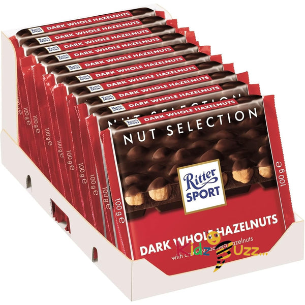 Ritter Sport, Dark Chocolate with Whole Hazelnuts, 3.5-Ounce Bars Pack of 10