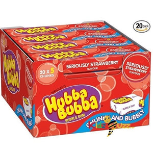 Hubba Bubba Chewing Gum, Seriously Strawberry, Packs of 20 Chewing Gum