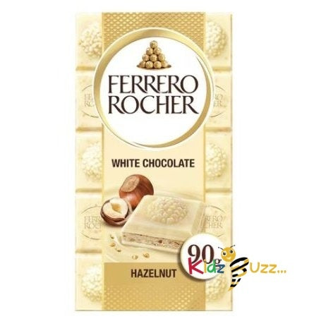 Ferrero Rocher White Chocolate & Hazelnut Bar 90G Delicious Tasty & Twisty