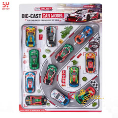 12pcs Iron Shell Recoil Vehicles Set Pull Back Alloy Car