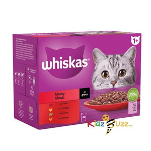 Whiskas 1+ Meaty Meals MixedWet Cat Food Pouches in Gravy 12X85G (CASE OF 4)