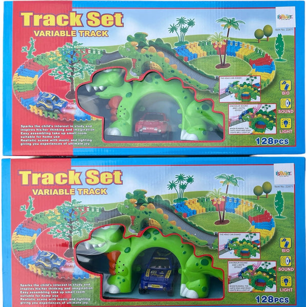 Dinosaur Variable Track Set 128 Pieces with Light and Sound - kidzbuzzz