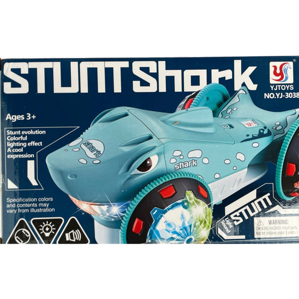 Electric Shark Stunt Toys Rotating 360° with Universal Wheels Sound Light For Kids Boys Birthday Gift - kidzbuzzz