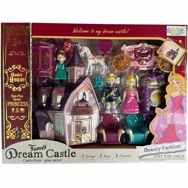 Funny Dream Castle Golden House With 3 Character - kidzbuzzz