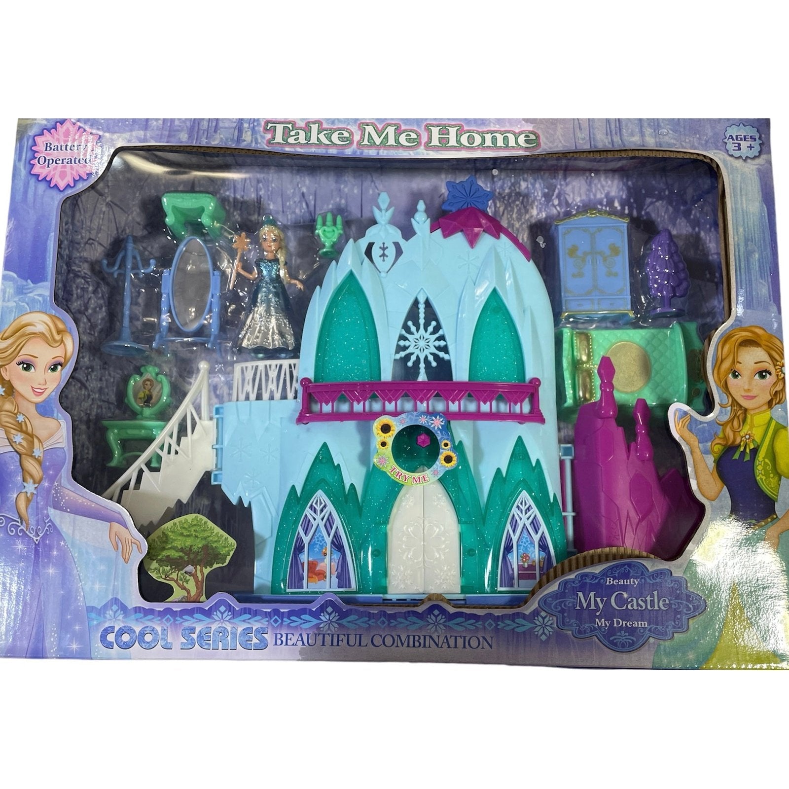 Elsa Castle Shaped Doll House Take Me Home Toy - kidzbuzzz