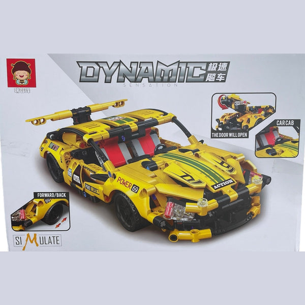 Dynamic Yellow Car Block Set  Fun Toy For Kids - kidzbuzzz