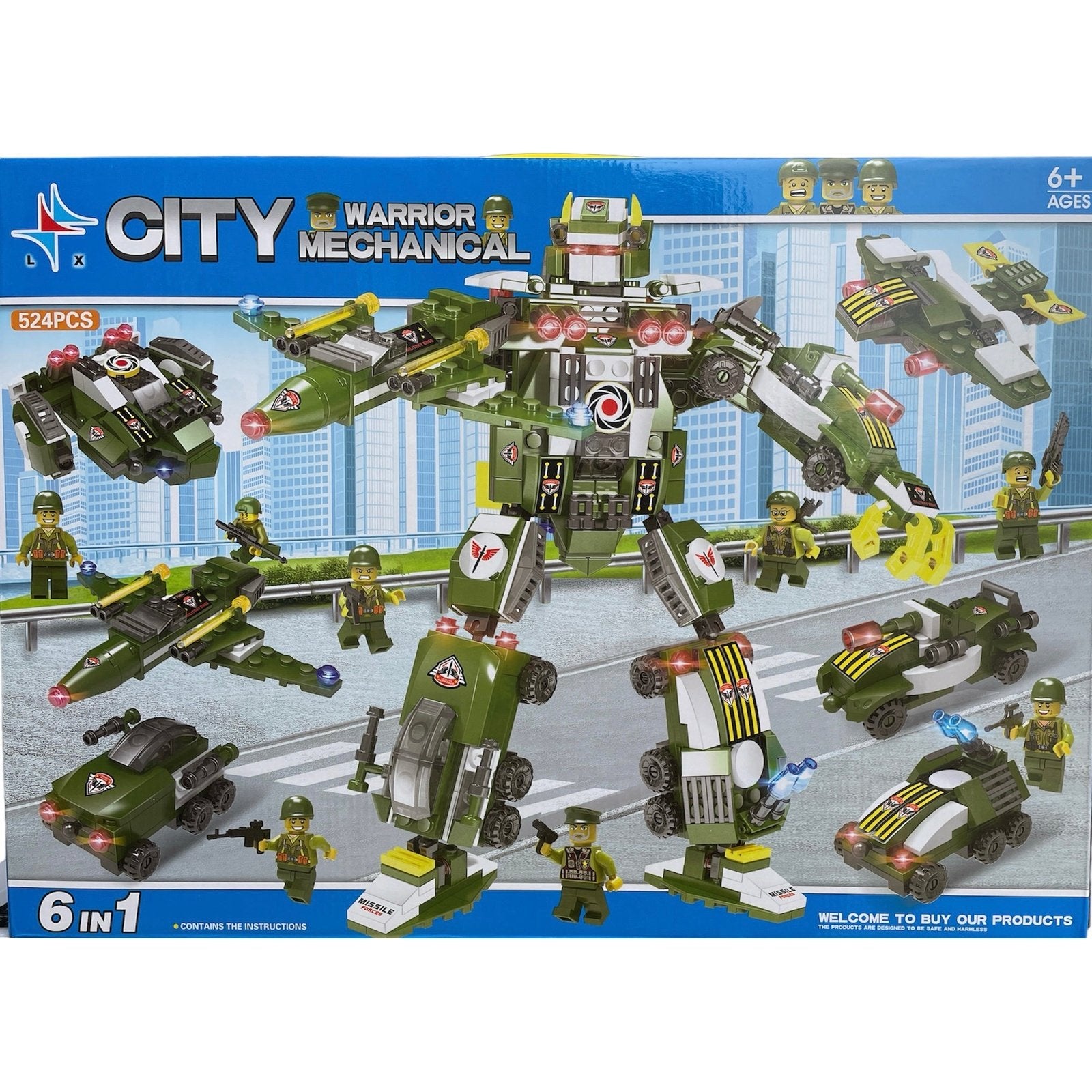 City Warrior Mechanical 6-in-1 Block Set Fun Toy For Kids - kidzbuzzz