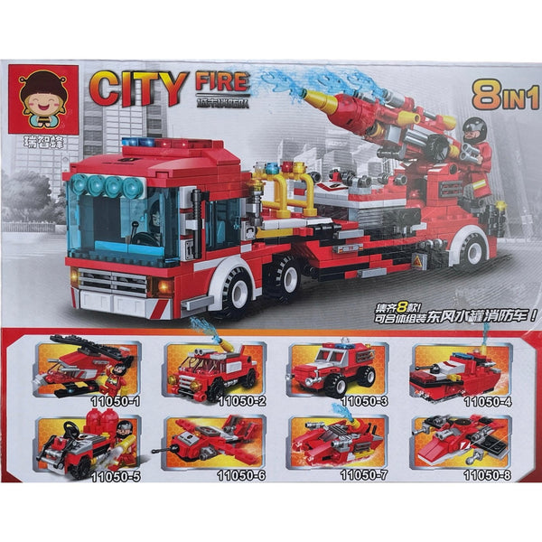 City Fire Truck 11050B 8 in 1 Block Set  Fun Toy For Kids - kidzbuzzz