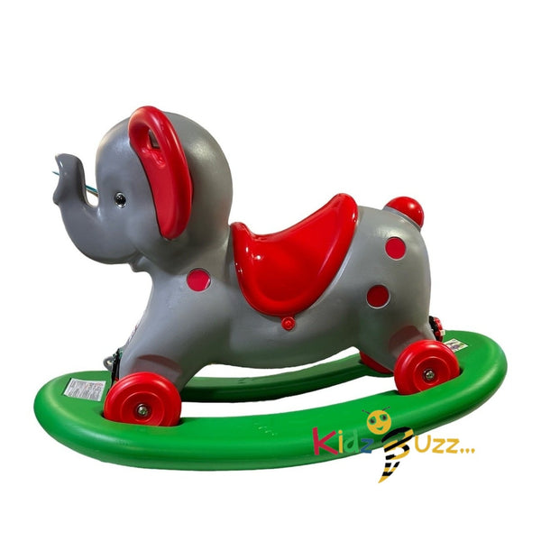 Rocking Elephant Toy For Kids, Dual Use With Wheels