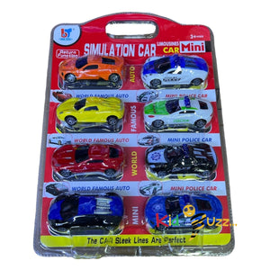 Classical Car and Police Car - Simulation Car 8Pcs Set