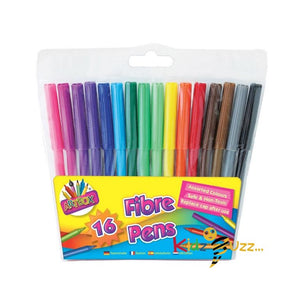 16 Fine Tip Fibre Colouring Pens (Pack Of 6)