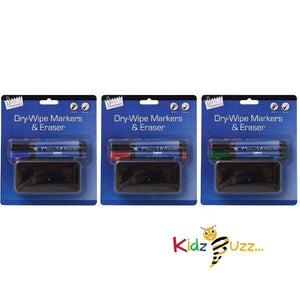 3 Pcs Marker & Eraser Set (Pack Of 2)
