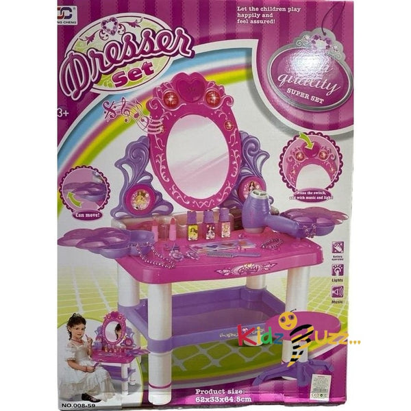 High Quality Dresser Set, Kids Beauty Makeup Set Kit for Girls with Dressing Table & Chair