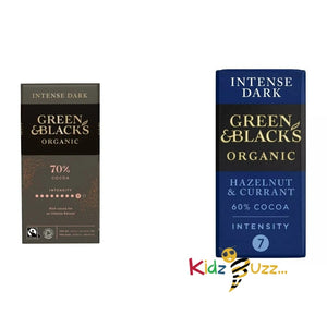 G&B Organic Intense Dark Organic 70%, Intense Dark Hazelnut &Currant  (5 Each Flavor)(Total 10 Chocolates)