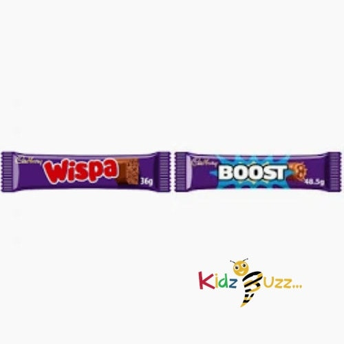 Mix Cadbury Wispa 36g & Boost 48.5g Chocolate Bar Pack Of 12 Bar Each Chocolate