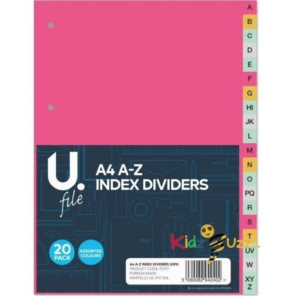 A4 A-Z Index Dividers, Pack Of 20