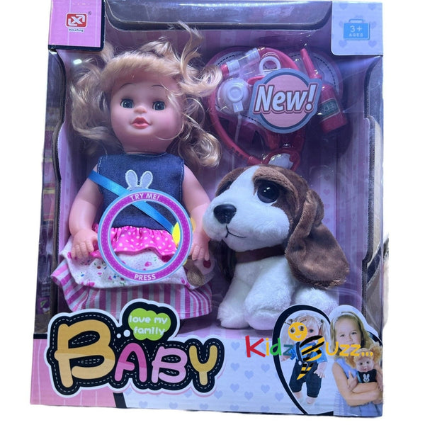 Baby Doll Love My Family With Dog and Baby Doll Accessories Best Gift Toy