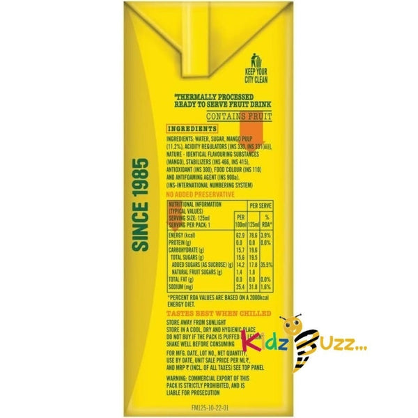Mango Frooti 200ml Pack of 12 – Fresh and Juicy – Natural Juices – Made from Fresh Mangoes