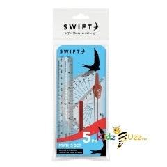 Complete 5 pcs Maths School Stationery Set  with  a Pencil Case (Pack Of 3)