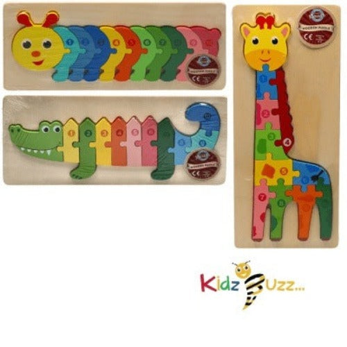 Wooden Animal Puzzle 3 asorted Toy For Kids