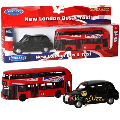 London Bus And Taxi Toy For Kids- pull Back & Go Action Toy
