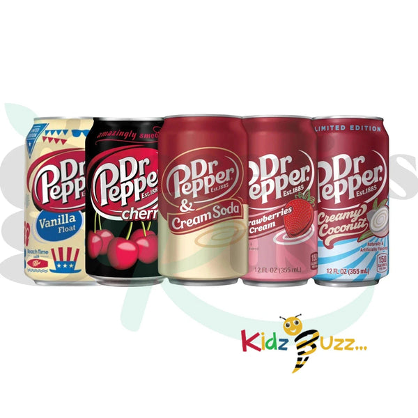Dr Pepper Soft Drink Cherry,Vanilla,Strawberries ,Blackberry Cream - 12 Mixed