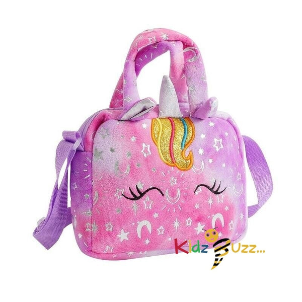 Purple Color Girls Cute Unicorn Corduroy Shoulder Bag Crossbody Bag Cute Animal