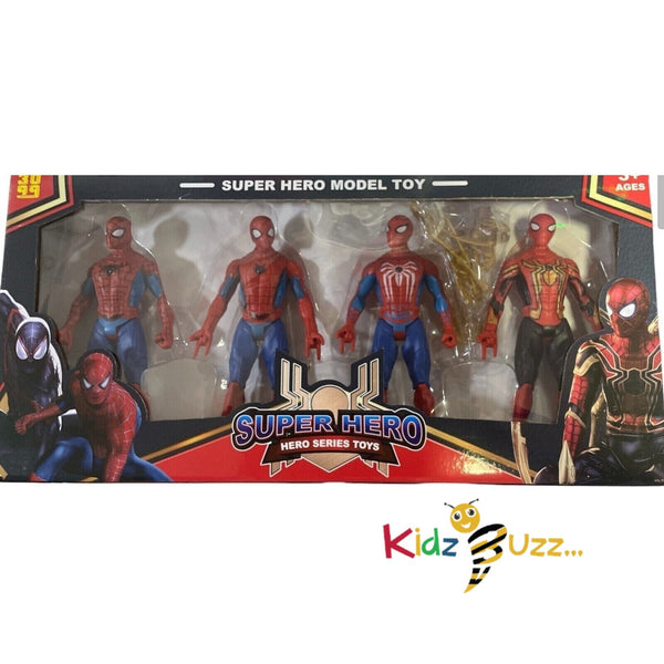 Spiderman Hero Action Figure Model Toy Set With Light 4 Pcs Spiderman Play Set