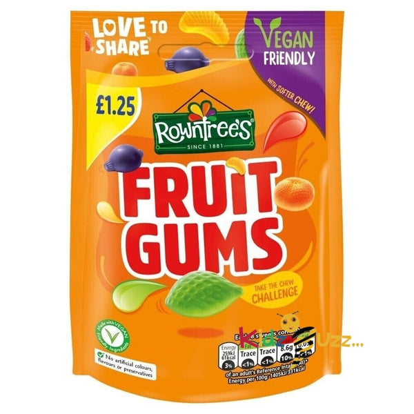 Rowntrees Fruit Gums 120g Sharing Pouches Best Gift For Xmas , Birthday