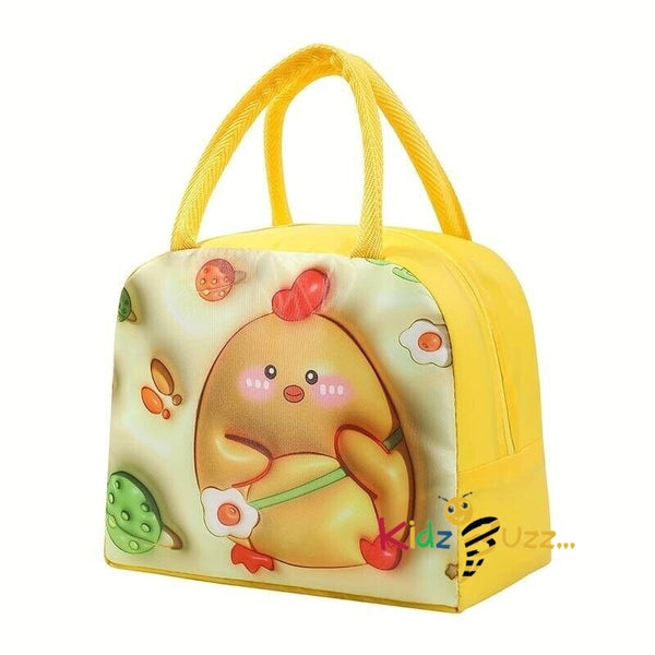 1pc Girl's Portable Lunch Bag, Cute Lunch Bag, 3D Pattern Insulation Bag,Yellow