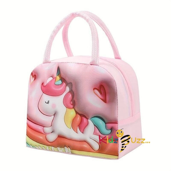 1pc Girl's Portable Lunch Bag, Cute Unicorn Lunch Bag, 3D Pattern Insulation Bag