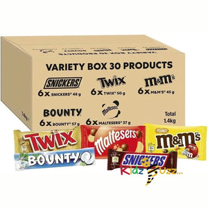 1.4kg Mixed Bulk Chocolate Box, M&M's, Snickers, Twix & More, 30 x Chocolate Bar