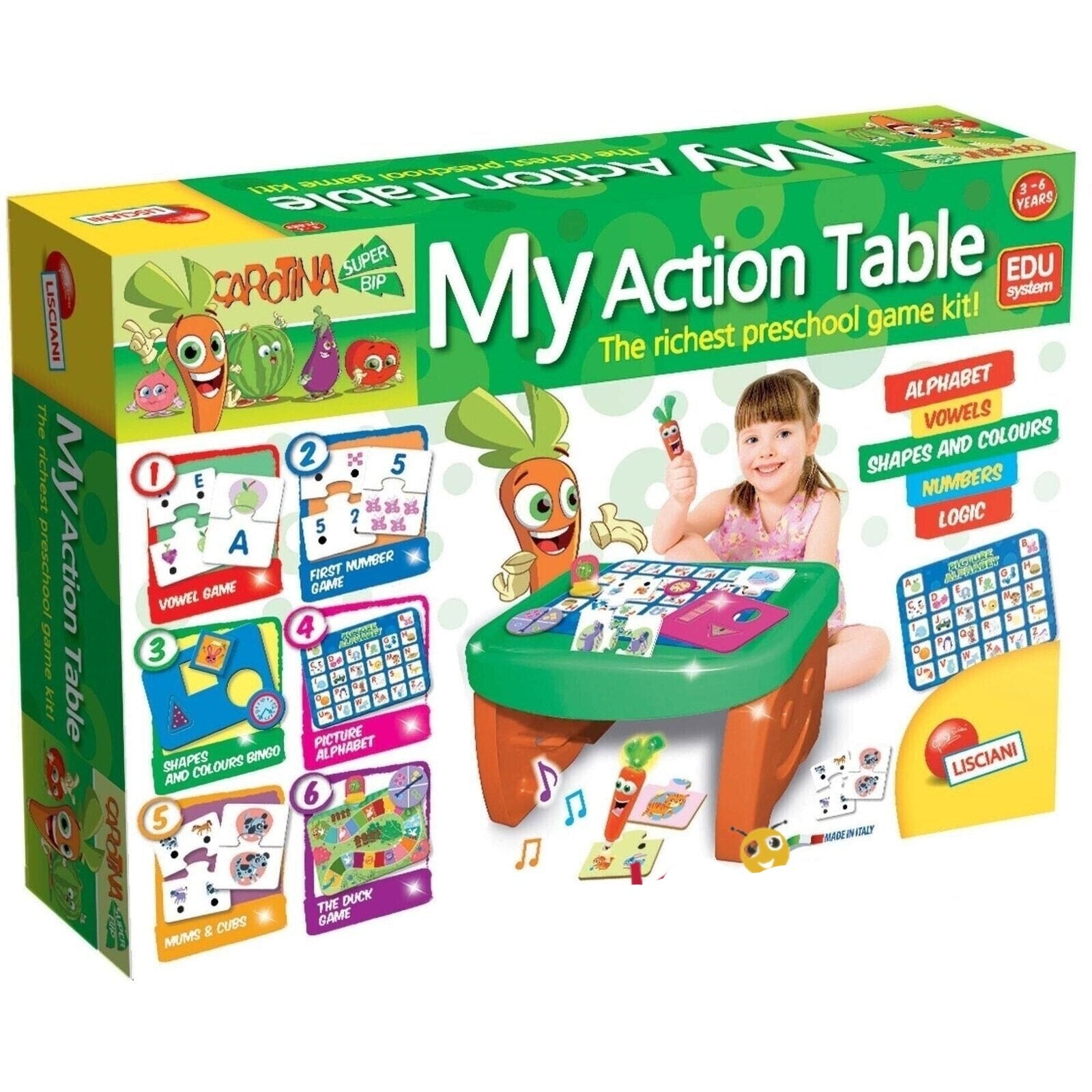 Kids Learning Table For Reading & Writing With 6 Activities Vowel, Game ...