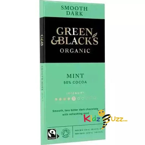 Green & Black's Organic Mint Chocolate 50% Cocoa Chocolate Bar 90g Pack of 5