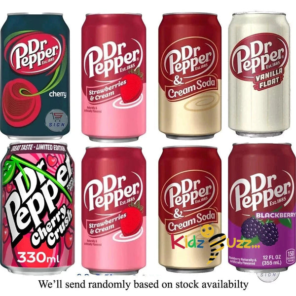 Dr Pepper Soft Drink Cherry,Vanilla,Strawberries ,Blackberry Cream - 12 Mixed