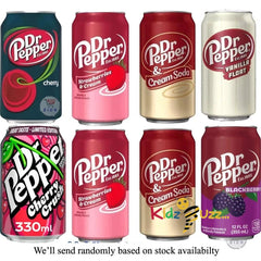 Dr Pepper Soft Drink Cherry,Vanilla,Strawberries ,Blackberry Cream - 12 Mixed