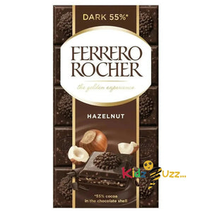 Ferrero Rocher Chocolate with Hazelnut 55% Dark 90g Bar (Pack of 10)