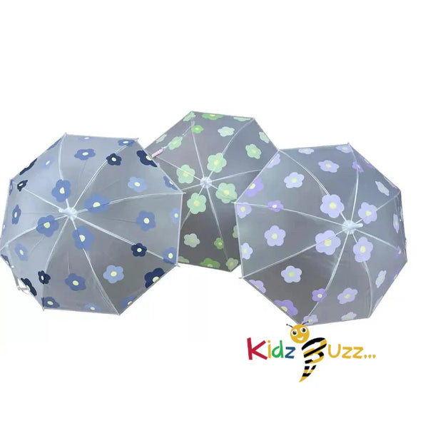 Clear TransparentFlower Printed Umbrella Windproof Rainproof Travel Umbrella