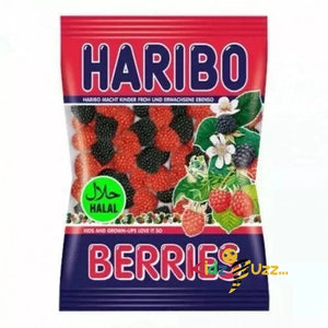 Haribo Halal Berries 80g x 12 Halal Gummy Chewy, Kids Party Bag Fillers