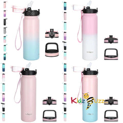 GOPPUS 1L/32oz Stainless Water Bottle with Straw 1 Litre Hot Thermal Water Flask