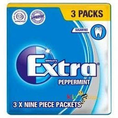 Extra Sugar Free Chewing Gum Wrigley 4 Pack Selection Bundle 3 x 9 Pieces of Peppermint, Spearmint, Cool Breeze & Strawberry Flavours