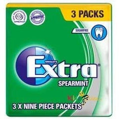 Extra Sugar Free Chewing Gum Wrigley 4 Pack Selection Bundle 3 x 9 Pieces of Peppermint, Spearmint, Cool Breeze & Strawberry Flavours