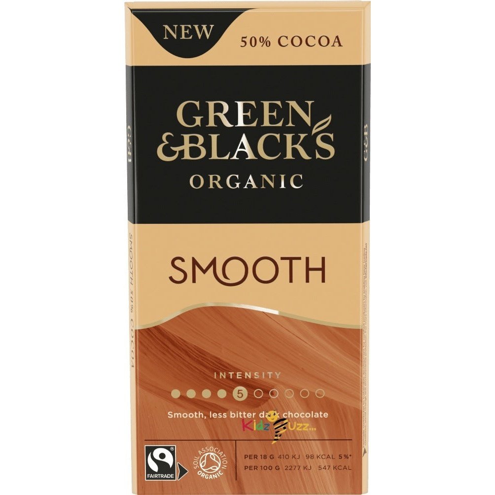 Green & Black's Organic Smooth Chocolate , 50% Cocoa Pack Of 1