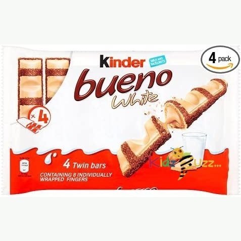 Kinder Bueno White Milk And Hazelnuts Twin Bars 4 X 39g 156g