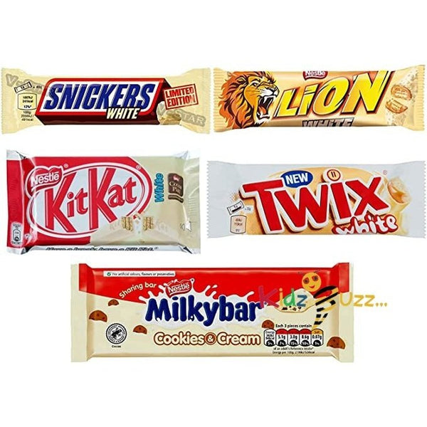 5 x Mixed Snickers, Lion, Milkybar, KITKAT White Chocolate BAR Collection