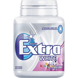 Extra White Chewing Gum Bottle, Sugar Free, Bubblemint Flavour, 6 x 46 Pieces