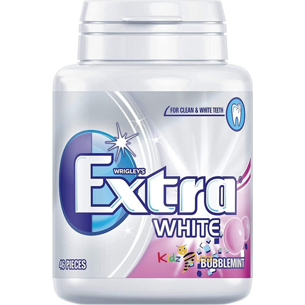Extra White Chewing Gum Bottle, Sugar Free, Bubblemint Flavour, 6 x 46 Pieces