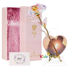 Galaxy Rose Gifts, Artificial Gold Eternal Rose with Heart-shaped Photo Frame