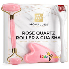 Rose Quartz Face Roller, Derma Roller, Gua Sha Massage Tool